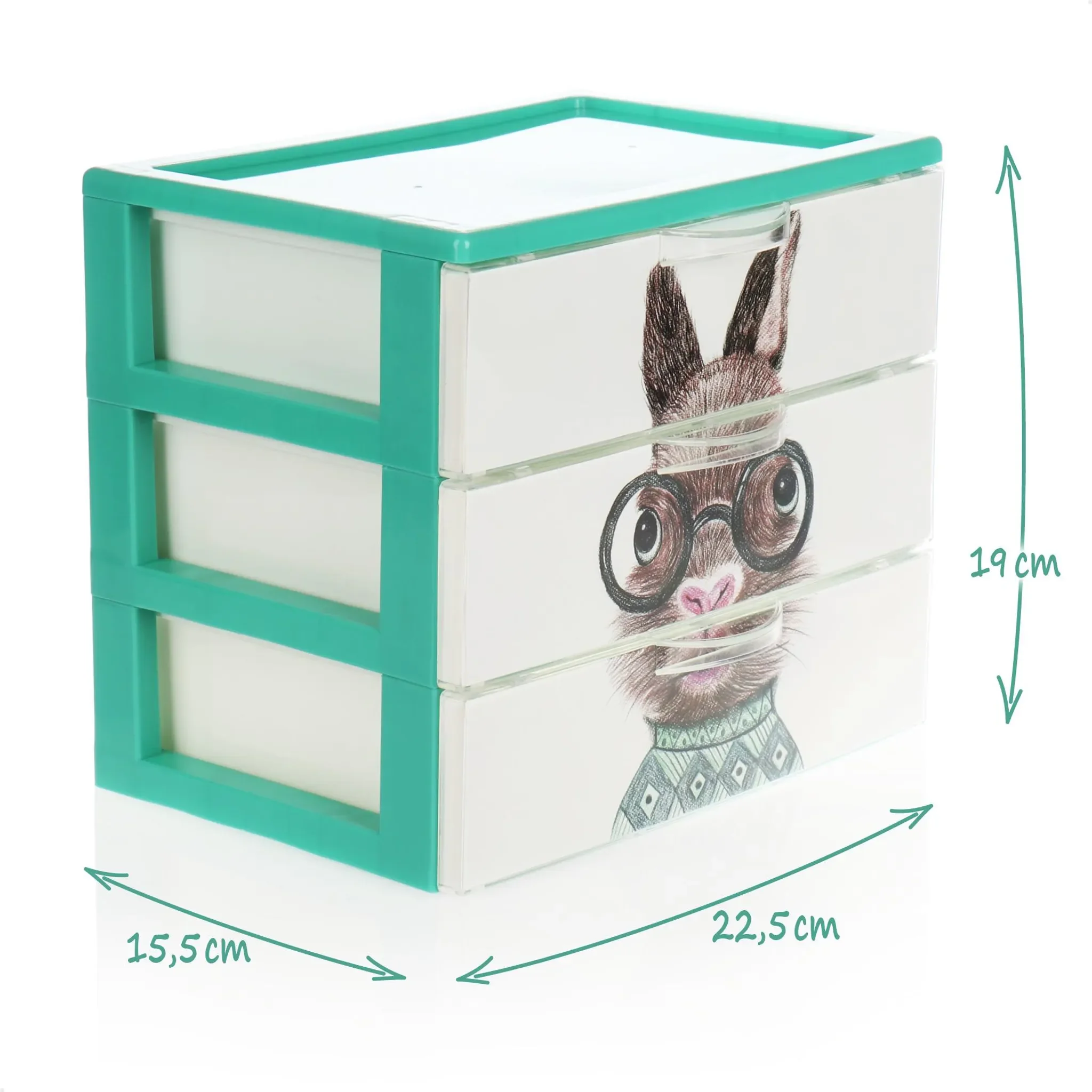 COM-FOUR® 2x Schubladenbox – Kunststoff-Aufbewahrungsbox für Kinder-Spielzeug, Bastelsachen, Stifte mit Tier-Motiven